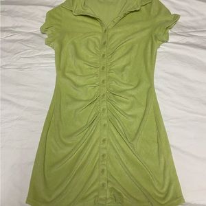 Isalis light green terry cloth button up dress.